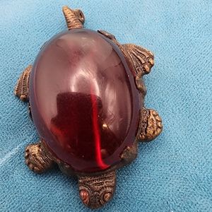 A rare, very cute 1940’s red jelly belly, turtle brooch.